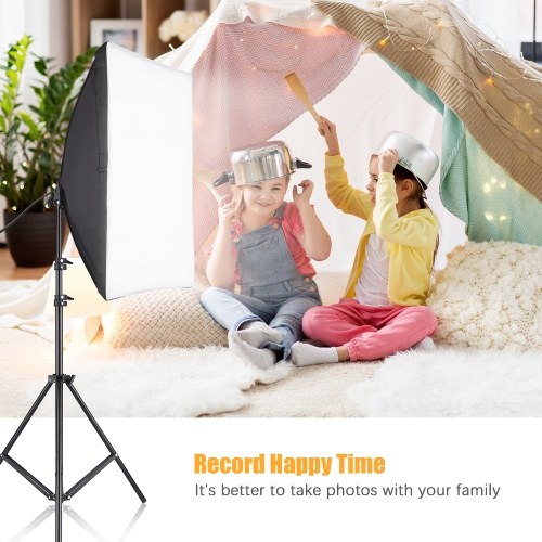Andoer Studio Photography Softbox Kit with 50x70cm Softbox * 2 + 2M Metal Tripod Stand * 2 for Live Streaming Portrait Product Photo Video 