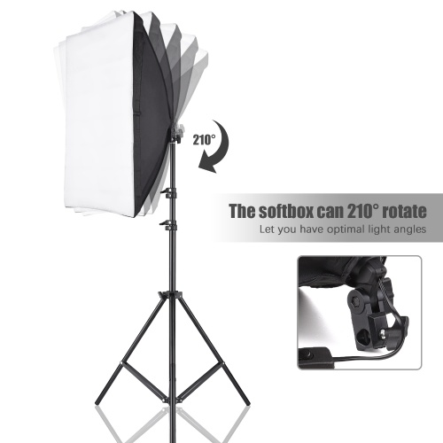 Andoer Studio Photography Softbox Kit with 50x70cm Softbox * 2 + 2M Metal Tripod Stand * 2 for Live Streaming Portrait Product Photo Video 
