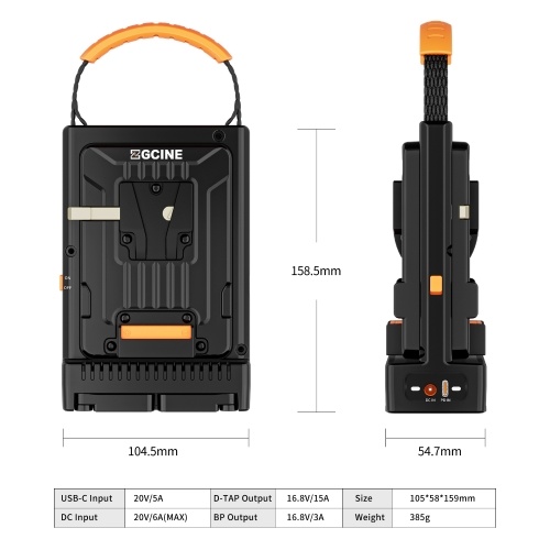 ZGCINE VM-C2 Kit Dual-Channel V-Mount Battery Charger V Lock Battery Charger 