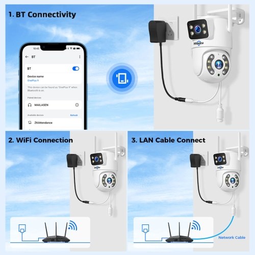 Hiseeu WS318 6MP Wireless Monitor Camera Dual-Lens Wall Mount Smart WiFi Camera 