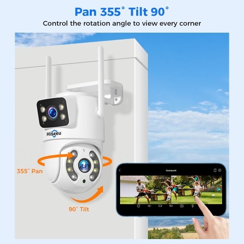 Hiseeu WS318 6MP Wireless Monitor Camera Dual-Lens Wall Mount Smart WiFi Camera 