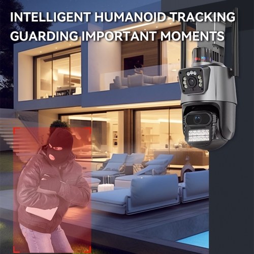 QS-JQ909AH-B 2MP+2MP Wireless Monitor Camera Dual-Lens Wall Mount Smart WiFi Camera 