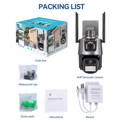 QS-JQ909AH-B 2MP+2MP Wireless Monitor Camera Dual-Lens Wall Mount Smart WiFi Camera 