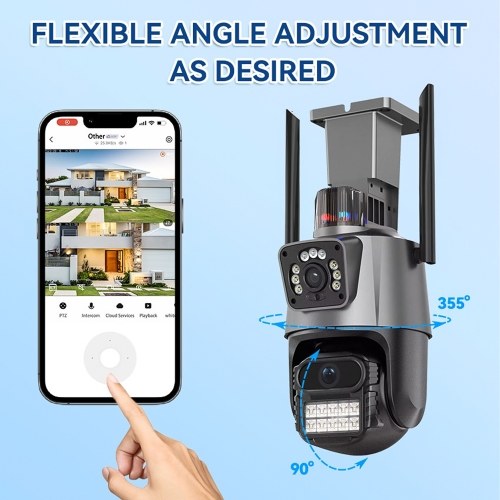 QS-JQ909AH-B 2MP+2MP Wireless Monitor Camera Dual-Lens Wall Mount Smart WiFi Camera 