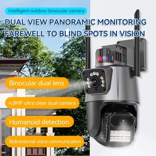 QS-JQ909AH-B 2MP+2MP Wireless Monitor Camera Dual-Lens Wall Mount Smart WiFi Camera 
