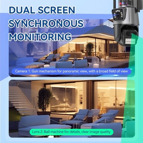 QS-JQ909AH-B 2MP+2MP Wireless Monitor Camera Dual-Lens Wall Mount Smart WiFi Camera 