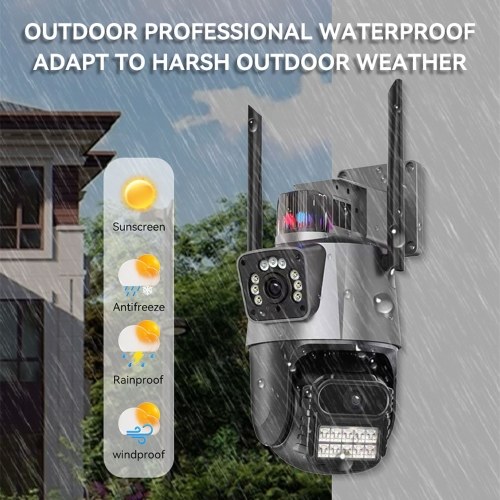 QS-JQ909AH-B 2MP+2MP Wireless Monitor Camera Dual-Lens Wall Mount Smart WiFi Camera 