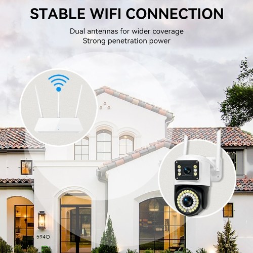 QS-JQ928AH 2MP+2MP Wireless Monitor Camera Dual Lens Wall Mount Smart WiFi Camera 