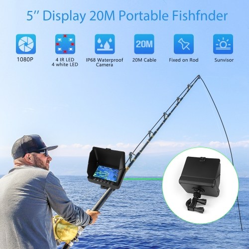 YS-519C 1080P Underwater Fishing Camera Portable Video Fish Finder with 5 Inch IPS Monitor