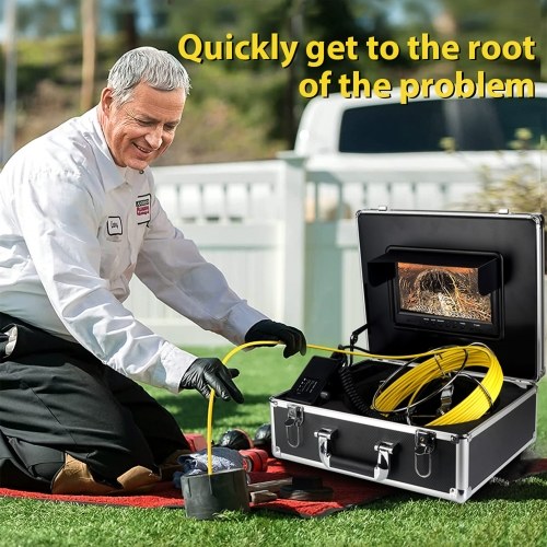 YS-918D-30M Sewer Camera Pipeline Inspection Camera with 9 Inch Monitor Aluminum Carrying Case 