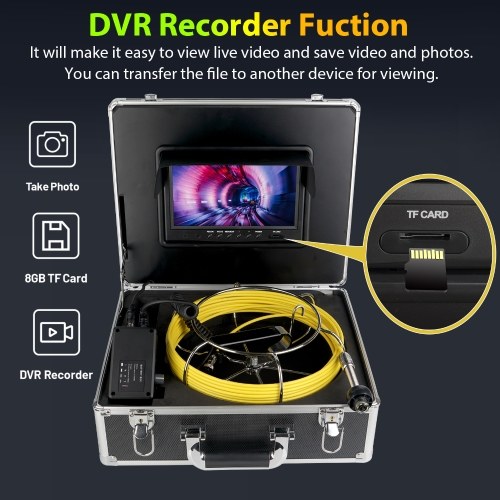 YS-918D-30M Sewer Camera Pipeline Inspection Camera with 9 Inch Monitor Aluminum Carrying Case 