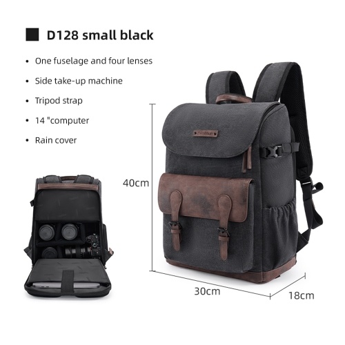 Cwatcun D128 Camera Bag Camera Backpack Photography Backpack Large Capacity Camera Case with Tripod Holder 14 Inch Laptop Compartment for Women Men Photographers - Small Size 