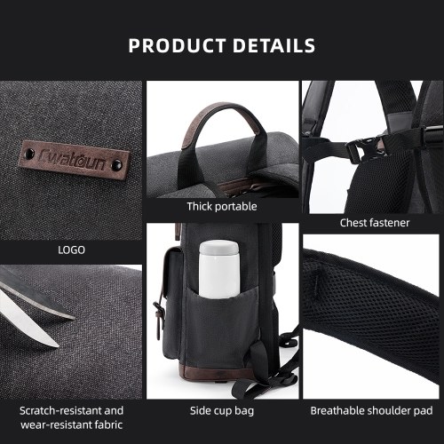 Cwatcun D128 Camera Bag Camera Backpack Photography Backpack Large Capacity Camera Case with Tripod Holder 14 Inch Laptop Compartment for Women Men Photographers - Small Size 