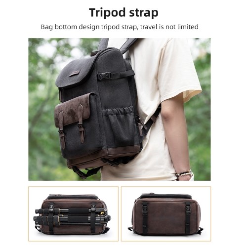 Cwatcun D128 Camera Bag Camera Backpack Photography Backpack Large Capacity Camera Case with Tripod Holder 14 Inch Laptop Compartment for Women Men Photographers - Small Size 