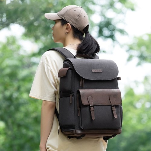 Cwatcun D128 Camera Bag Camera Backpack Photography Backpack Large Capacity Camera Case with Tripod Holder 14 Inch Laptop Compartment for Women Men Photographers - Small Size 