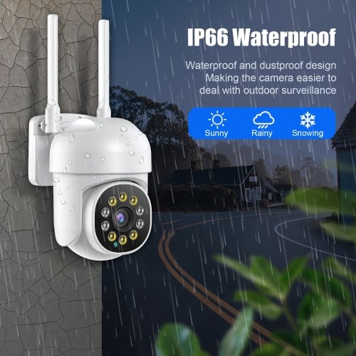 Tomtop 2MP Wireless Security Camera 1080P Wall Mount WiFi Monitor Camera 