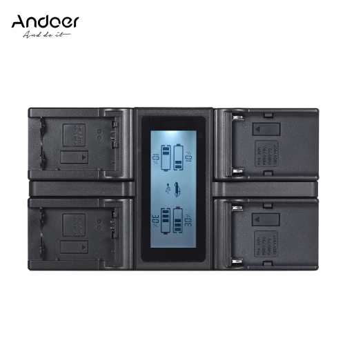 

Andoer NP-FW50 NPFW50 NP-F970 4-Channel Digital Camera Battery Charger w/ LCD Display for Sony α7 α7R α7sII α7II α6500 A6300 NP-