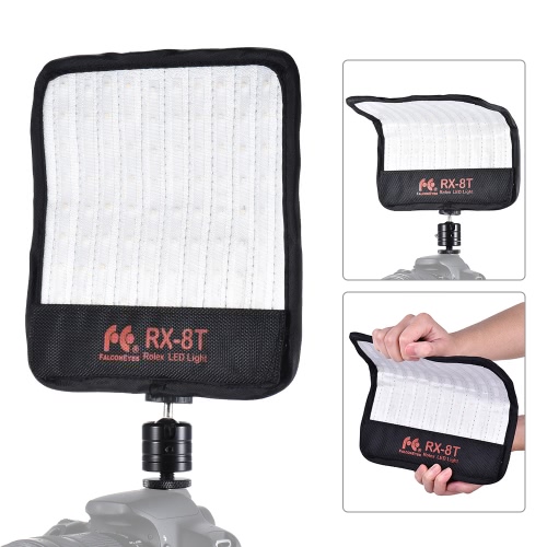 

FalconEyes RX-8T 16W Mini LED Light Dimmable 5600K CRI94 Гибкая ткань On-Camera Lamp Daylight Splashproof для видео-студийной фотографии