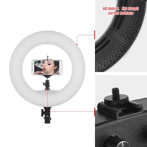 

LED Ring Light 192 Pieces LEDs Anchor Live Light 3200K to 5500K Color Temperature 38W Power Ring Video Lamp for Makeup Camera Phone Video Shooting Pink