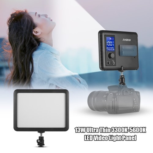 

Andoer Photography Light Kit with 2 * WY-160C LED Video Light Panel Fill-in Lamp Dimmable 3300K-5600K + 2 * 80cm/31.5in Light Stands