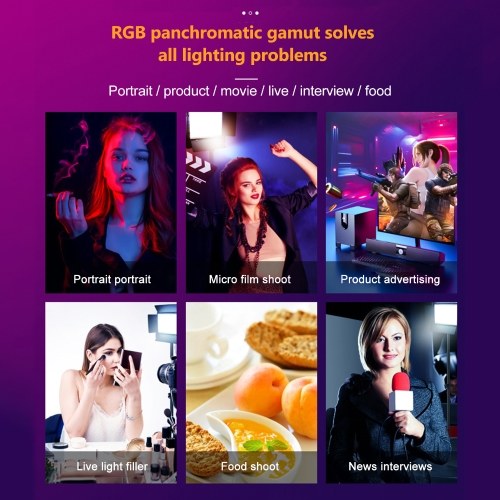 50W Bi-color RGB Photography Light LED Light Panel with Metal Barndoors Remote Controller 