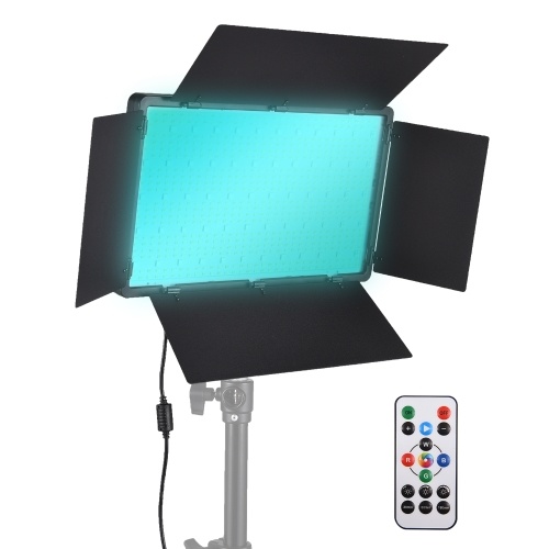 50W Bi-color RGB Photography Light LED Light Panel with Metal Barndoors Remote Controller 