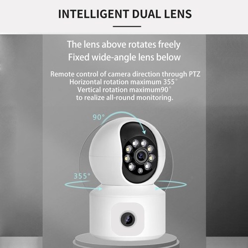 1080P HD Wireless Security Camera WiFi Camera with 360°Motion Tracking IR Night Vision 2-Way Audio 