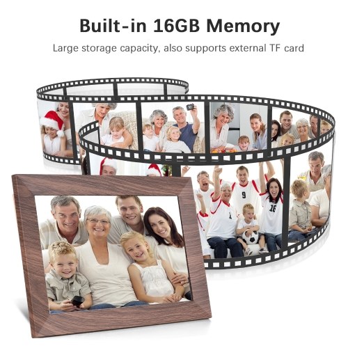 

10.1-Inch WiFi Digital Photo Frame IPS Screen Touch Control 16GB Storage Auto Rotation Share Photos via APP with Backside Stand