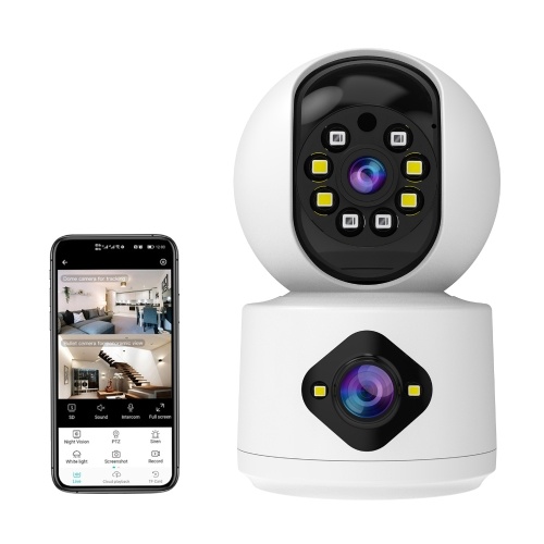 1080P Wireless Security Camera with Dual Lenses WiFi Camera 3MP Pan/Tilt Camera