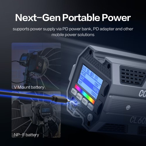COLBOR CL60R Portable RGB Video Light 65W COB Photography Light with LCD Screen 13 FX Special Effects Cooling System 