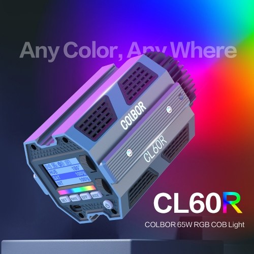 COLBOR CL60R Portable RGB Video Light 65W COB Photography Light with LCD Screen 13 FX Special Effects Cooling System 