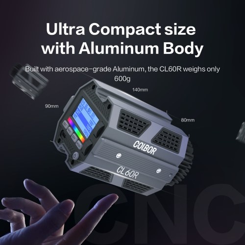 COLBOR CL60R Portable RGB Video Light 65W COB Photography Light with LCD Screen 13 FX Special Effects Cooling System 