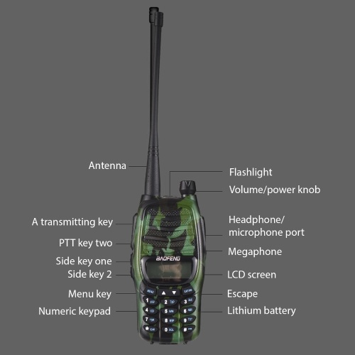 BAOFENG BF-UV6HP 10W Walkie Talkie Interphone VHF UHF Dual Band 128 Channels FM Receiving with 4800mAh Battery LCD Screen Flashlight 