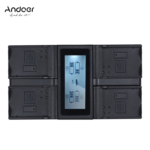 Andoer LP-E6 LP-E6N 4 canaux Chargeur de batterie appareil photo numérique w / LCD pour Canon EOS 5DII 5DIII 5DS 5DSR 6D 7DII 60D 80D 70D