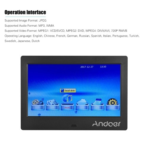 

Andoer 7 Inch IPS HD Screen 1024*600 Digital Photo Frame