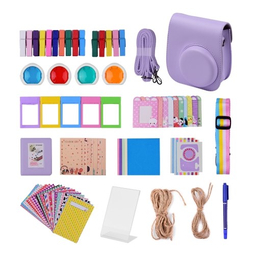 

12-in-1 Instant Camera Accessories Bundle Kit Compatible with Fujifilm Instax Mini 11 Including Camera Bag/Camera Strap/Photo Album/Photo Clips/Photo Frame/Hanging String/Stickers/Pen/Filters