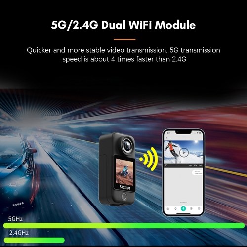 SJCAM C300 4K 30FPS Mini Action Camera 5G/2.4G WiFi Sports Camera Dual Touch Control Screens with an Extra 2800mAh Battery Module 