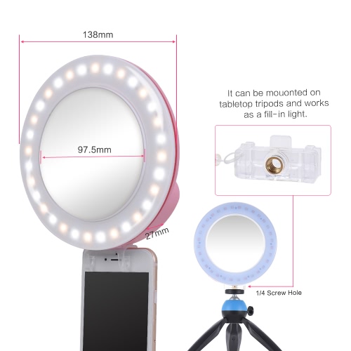 

NANGUANG CN-MP32C Clip-on Selfie Fill-in Ring LED Light Flash Bi-color 3200-5600K High CRI 95 Stepless Adjustable Round Shape with