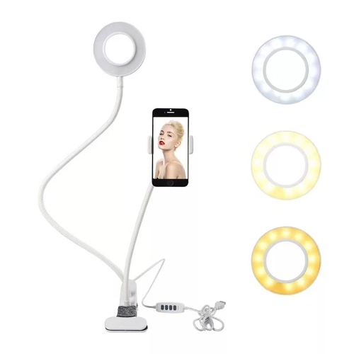 

USB Interface Dimmable LED Selfie Round Light Phone Photography Video Makeup Lamp With Phone Clip Round Light