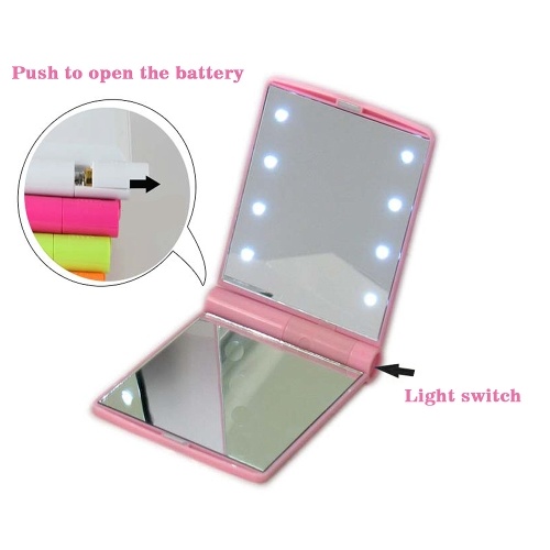 

Portable Makeup Mirror LED Illuminated Tote Pack Foldable Duplex Mirror with 23A/12V Battery