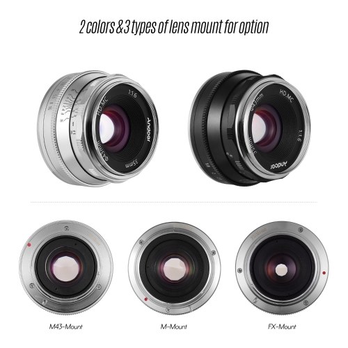 Andoer 35mm F1.6 Manual Focus Lens Large Aperture Compatible with Fujifilm Fuji X-A1/X-A10/X-A2/X-A3/X-AT/X-M1/X-M2/X-T1/X-T10/X-T2/X-T20/X-Pro1/X-Pro2/X-E1/X-E2/X-E2s FX-Mount Mirrorless Cameras 