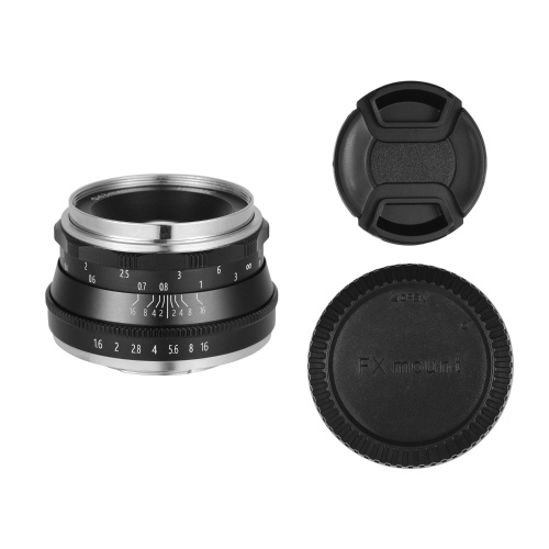 Andoer 35mm F1.6 Manual Focus Lens Large Aperture Compatible with Fujifilm Fuji X-A1/X-A10/X-A2/X-A3/X-AT/X-M1/X-M2/X-T1/X-T10/X-T2/X-T20/X-Pro1/X-Pro2/X-E1/X-E2/X-E2s FX-Mount Mirrorless Cameras 