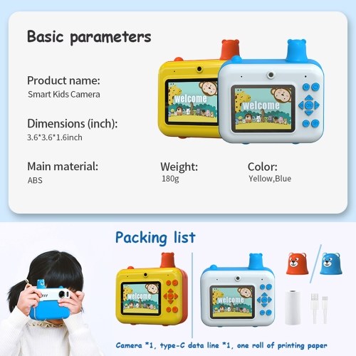 H80 2.36 Inch IPS Screen 1080P Digital Camera Kids Instant Print Camera 