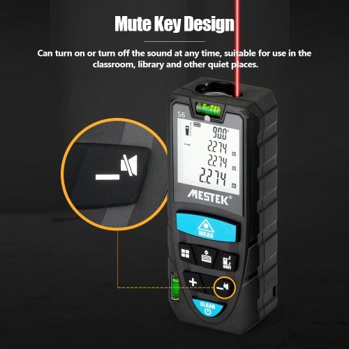 

MESTEK Portable Handheld Digital Laser Rangefinder 100m Intelligent High Precision Infrared Electronic Ruler Double Physical Level Bubbles Laser Ruler Electronic Level Laser Range Finder Distance Measuring Instrument S6 Black