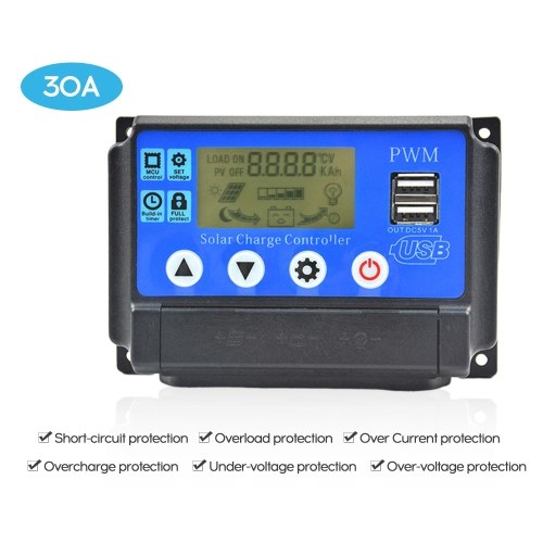 

Solar Charge Controller Dual USB LCD Display Auto Solar Cell Panel Regulator PWM Intelligent Regulator With USB 5V 2.5A