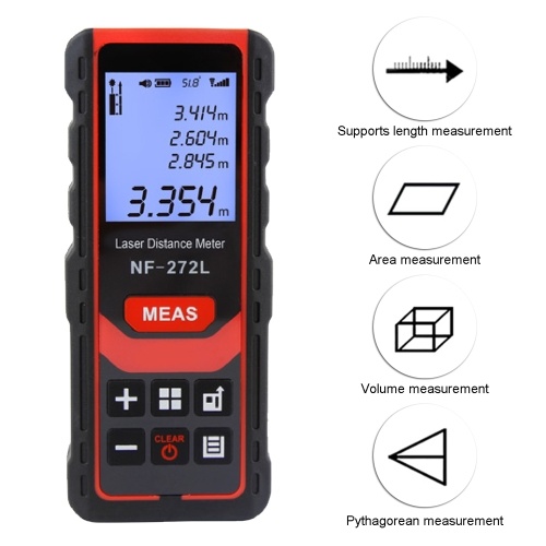 

60m/197ft Rechargeable Laser Distance Meter Handheld Palm Size Distance Finder High Precision Laser Distance Measure Tool Digital LCD Range Finder with Electronic Horizontal Bubble Broadcast 99 Sets of Data Record