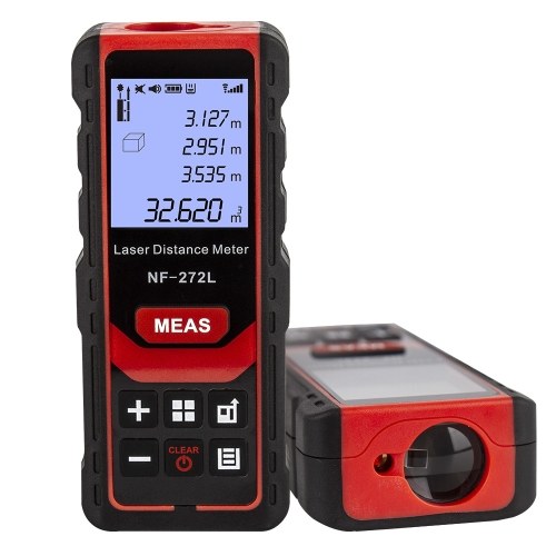 

60m/197ft Rechargeable Laser Distance Meter Handheld Palm Size Distance Finder High Precision Laser Distance Measure Tool Digital LCD Range Finder with Electronic Horizontal Bubble Broadcast 99 Sets of Data Record