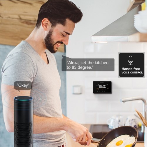

Wifi Programmable Thermostat with 4in Touchscreen Compatible with Alexa Google Home Stages Up to 3H/2C 2H/1C Heat Pump With Humidifier/Dehumidifier Control