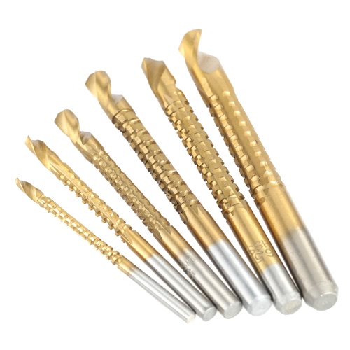 6pcs/conjunto de alta velocidade aço titânio viu broca profissional puxar Groove madeira Metal plástico corte buraco vi titânio revestido Sawtooth broca 3mm 4mm 5mm 6mm 8mm de 6,5 mm