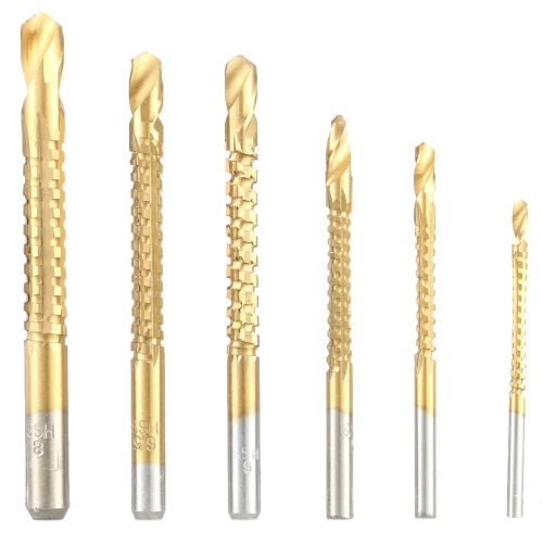 

6pcs/set High-speed Steel Titanium Saw Drill Professional Pull Groove Drill Wood Metal Plastic Cutting Hole Saw Titanium Coated Sawtooth Bit 3mm 4mm 5mm 6mm 6.5mm 8mm